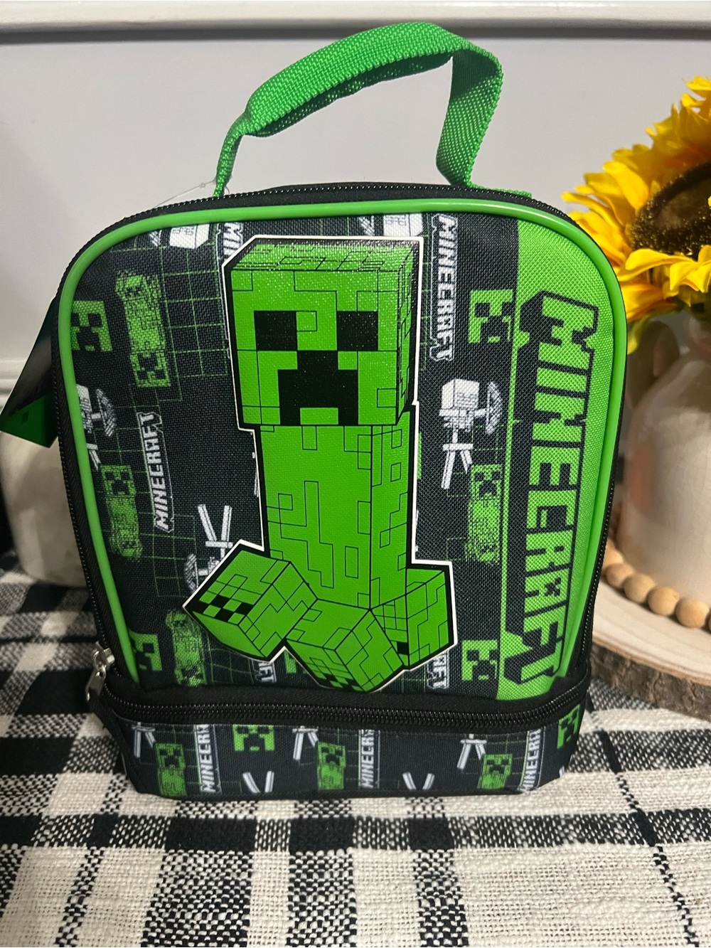 Minecraft Kids Green Creeper Lunch Bag NWT